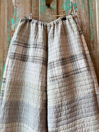 Upcycled Grey Plaid Quilt Pants with Pockets: Women's Large
