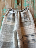 Upcycled Grey Plaid Quilt Pants with Pockets: Women's Large