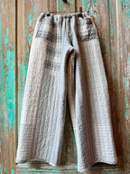 Upcycled Grey Plaid Quilt Pants with Pockets: Youth XL