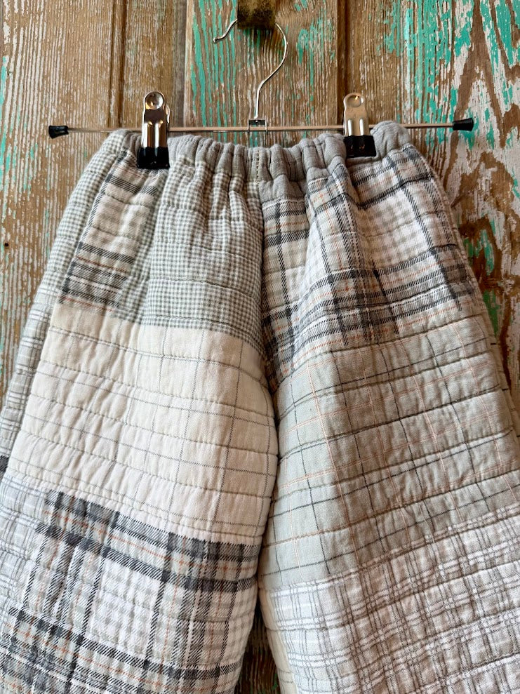 Upcycled Grey Plaid Quilt Pants: Child's 12-18 months