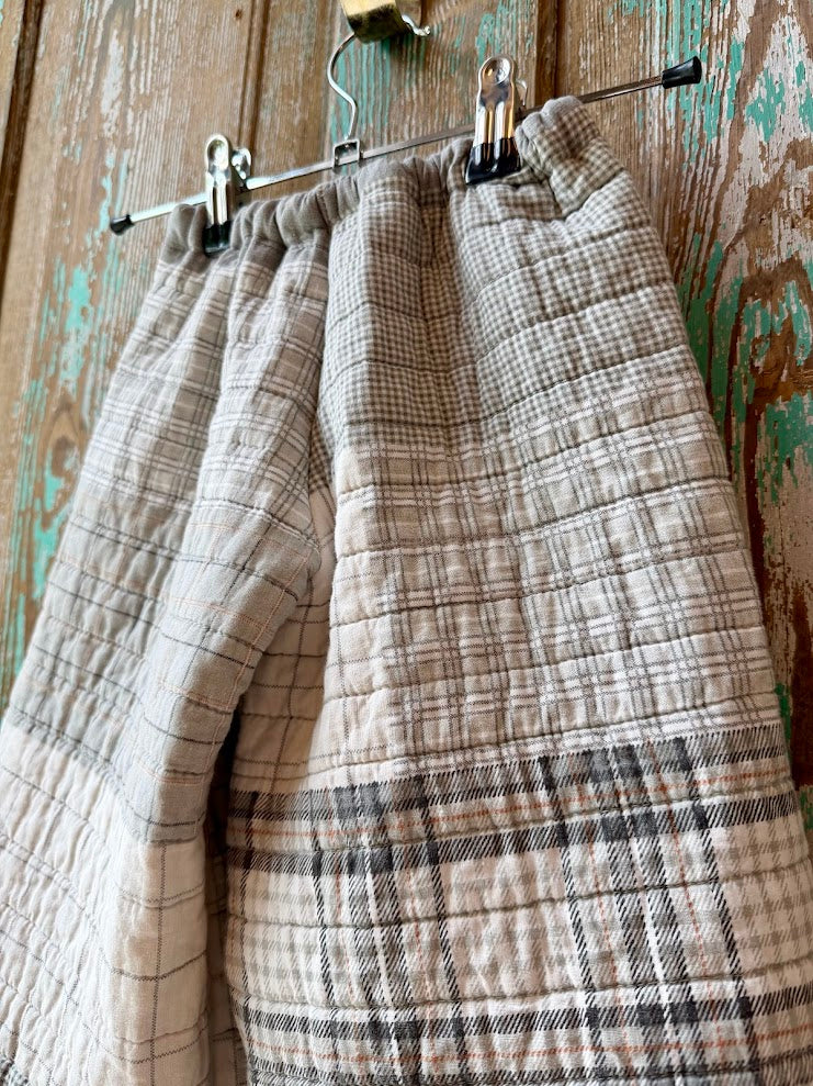 Upcycled Grey Plaid Quilt Pants: Child's 12-18 months