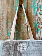 Upcycled Grey Plaid Quilt Tote with Ruffle Edge: B