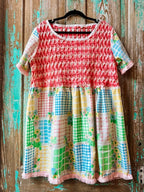 Upcycled "April Showers" Vintage Floral Sheet & Bedspread Dress: Women's Medium