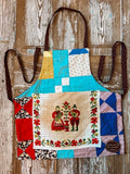 Upcycled "Harmony" Vintage Blue and Tan Vintage Quilt Apron: Kids