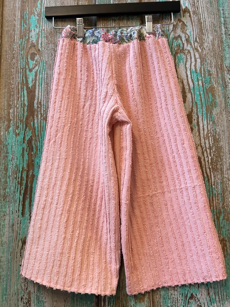 Upcycled "Blush" Vintage Pink Chenille Pants: Child's 3T/4T
