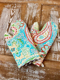 Upcycled Quilt Oven Mitt: "Paisley"