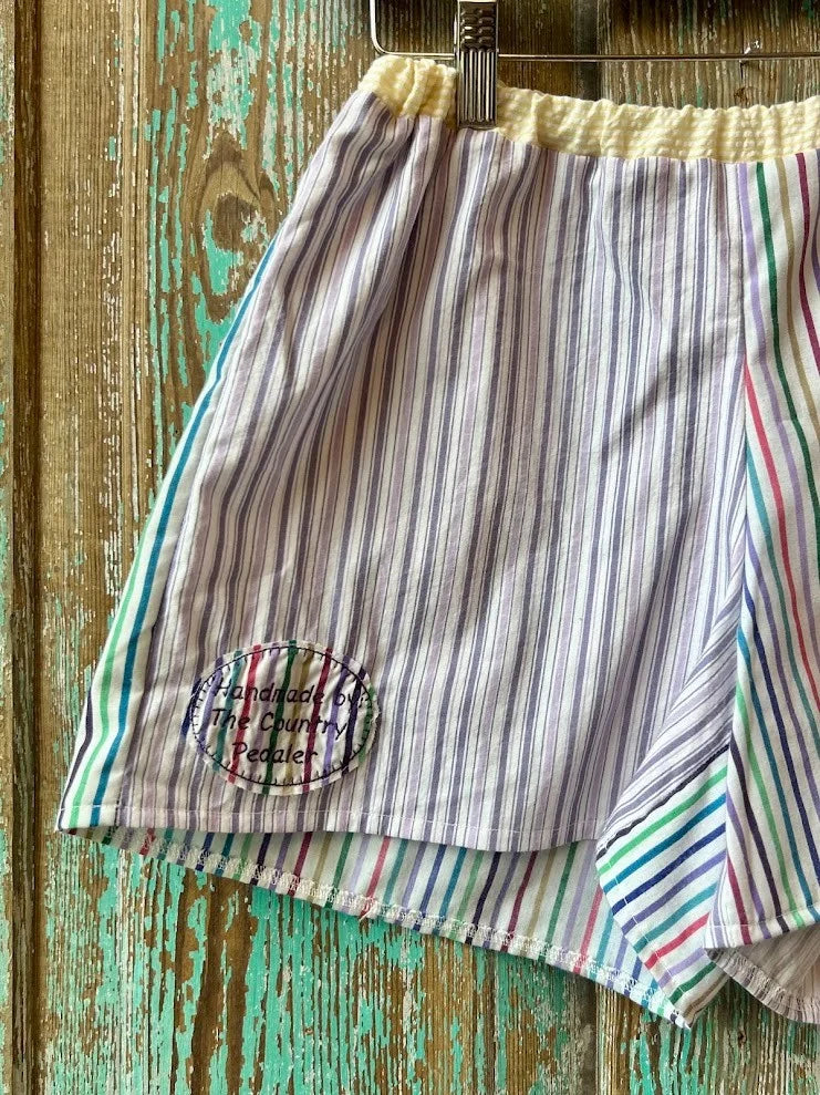 Upcycled "Party Stripes" Shorts with Pocket: Women's Small