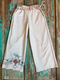 Upcycled "Rose" Vintage Embroidered Pillowcase Pants: Child's Medium
