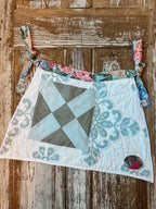 Upcycled "Juniper" Vintage Blue and White Quilt Apron: Adult Half-Apron