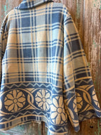 Upcycled "Mr. Blue" Vintage Wool Blanket Coat: Unisex Large