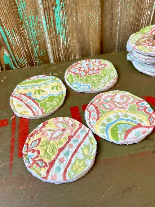 Set of 4 Upcycled Quilt Mug Rugs: "Paisley"