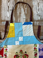 Upcycled "Harmony" Vintage Blue and Tan Vintage Quilt Apron: Kids