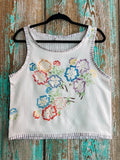 Upcycled "Floral Paradise" Tablecloth & Pillowcase Tank: Women's Small