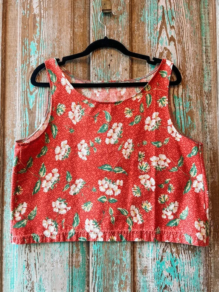 Upcycled "Strawberry Fields" Vintage Tablecloth Tank: Women's Large