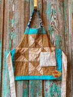 Upcycled "Hannah" Vintage Blue and Tan Quilt Apron: Toddler