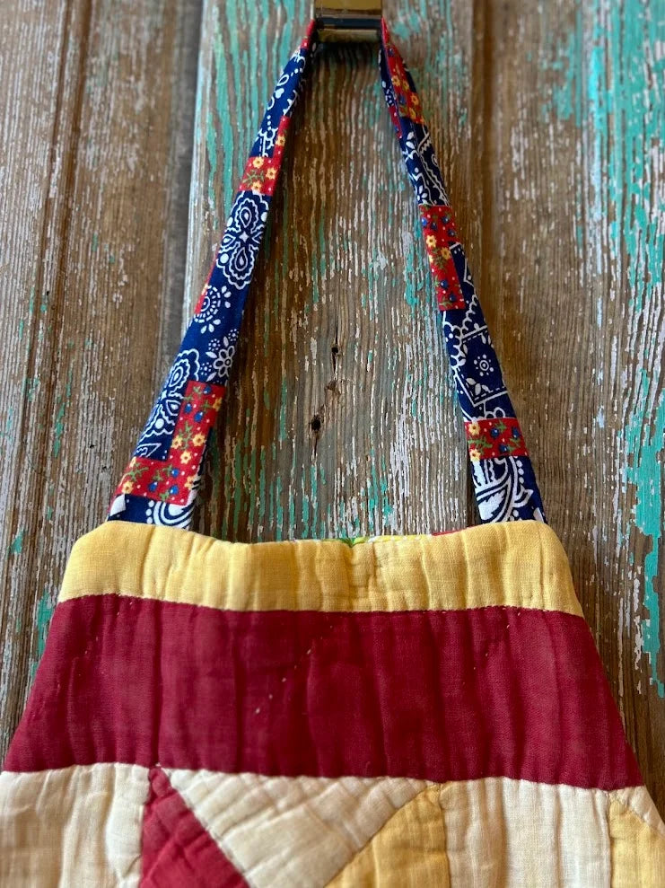 Upcycled "Harlow" Vintage Red and Yellow Quilt Apron: Toddler