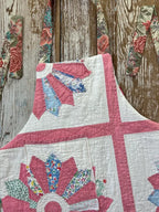 Upcycled "Madeline" Vintage Pink Dresden Plate Quilt Apron: Kids