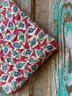 Upcycled Quilt Pot Holder: "Blue and Red Florals"