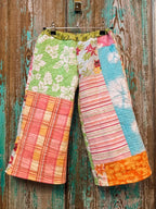 Upcycled "Pink Paradise" Vintage Quilt Pants: Child's 3T/4T