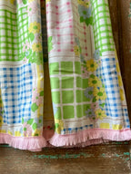 Upcycled "April Showers" Vintage Floral Sheet & Bedspread Dress: Women's Medium