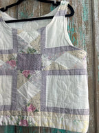 Upcycled "Cottage Rose" Vintage Quilted Pillowcase Tank: Women's Large