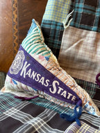 Upcycled 1960s Kansas State College Pennant on Mini Quilt Pillow