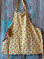 Upcycled "Harriet" Vintage Red and Yellow Quilt Apron: Kids