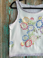 Upcycled "Floral Paradise" Tablecloth & Pillowcase Tank: Women's Small