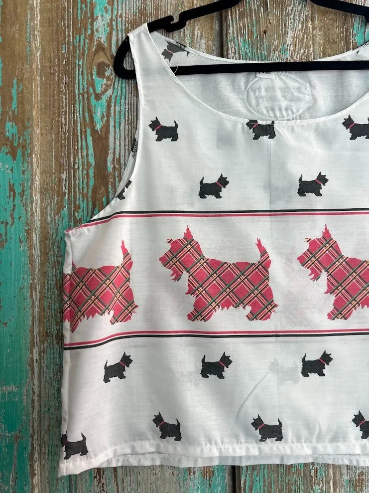 Upcycled "Scotty" Vintage Pillowcase Tank: Women's XL